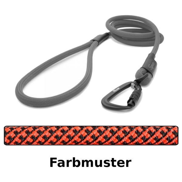 klassische Hundeleine TWIST - L - 175cm - orange und schwarz swirl